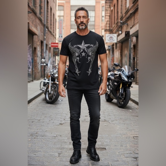 RAWYALTY Mens T Shirt Crystal Rhinestone Bling Crew Neck Made In USA Size XL - Picture 1 of 6